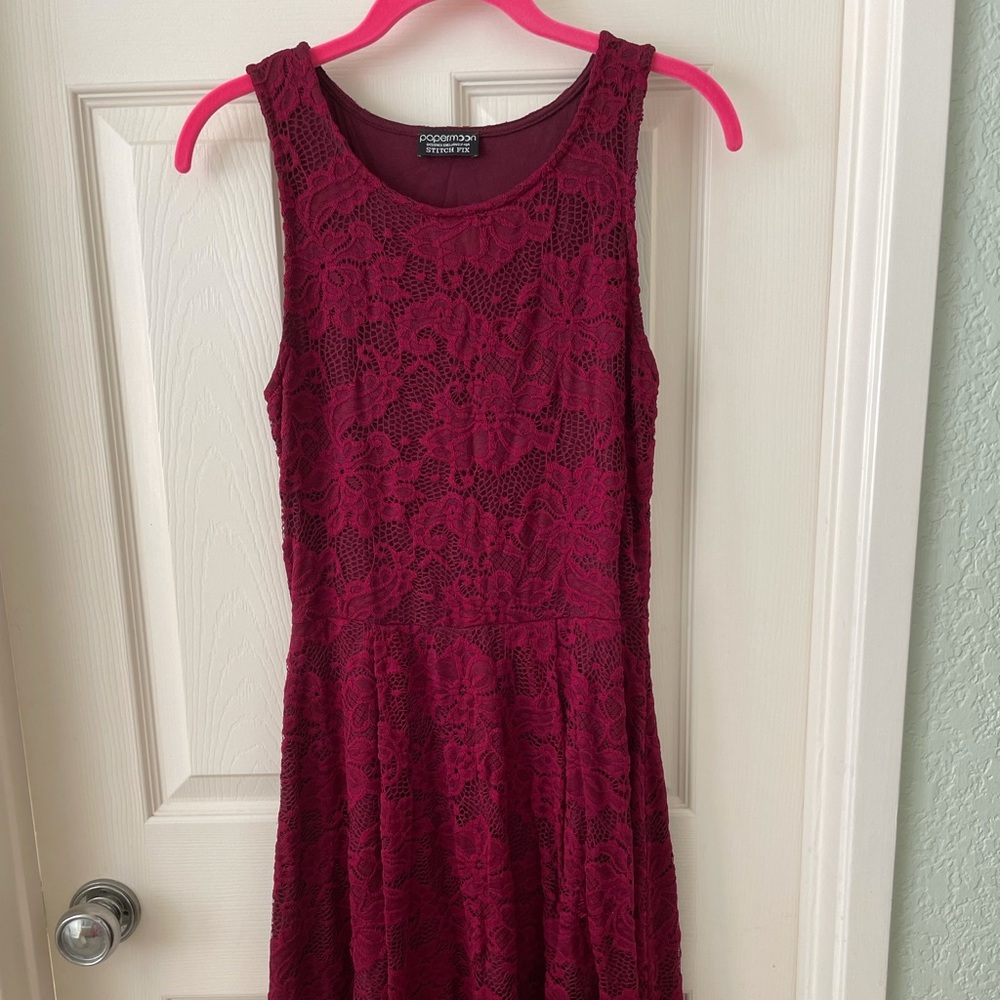 Papermoon for Stitch Fix Burgundy Lace A Line Dress